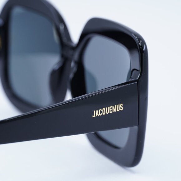 Jacquemus CARRE ROND JAC/10 C1 Sunglasses Black Geometric Frame, Grey Lenses - Picture 5 of 12